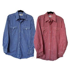 Vintage Golden Horse Red Blue Gingham Western Button Front Shirt